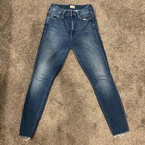 Mother The Looker High Waist Frayed Ankle Skinny Jeans size 27